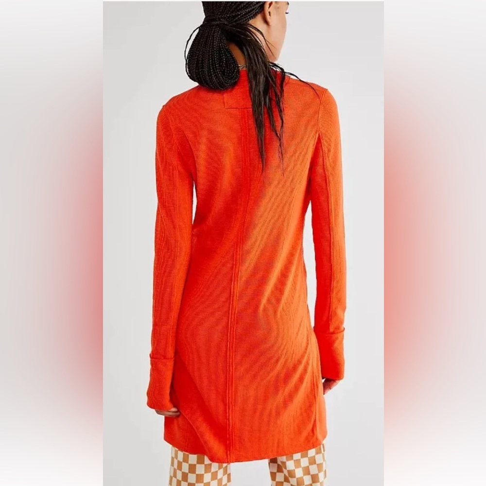 Free People. We The Free. Orange Gia Rib tunic/Cardigan/dress. Size Large. NWT - Picture 5 of 8